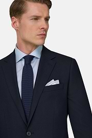 Micro Fancy Wool Blend Stretch Suit, Navy blue, thumb, 4
