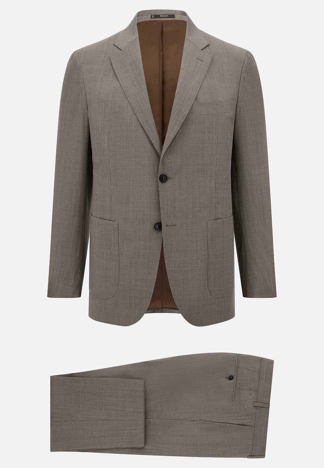 Micro Pattern Suit in Pure Wool, Taupe, hi-res