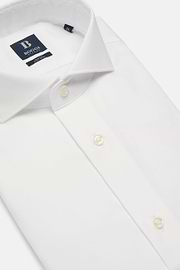 White Slim Fit Cotton Pin Point Shirt, White, thumb, 2
