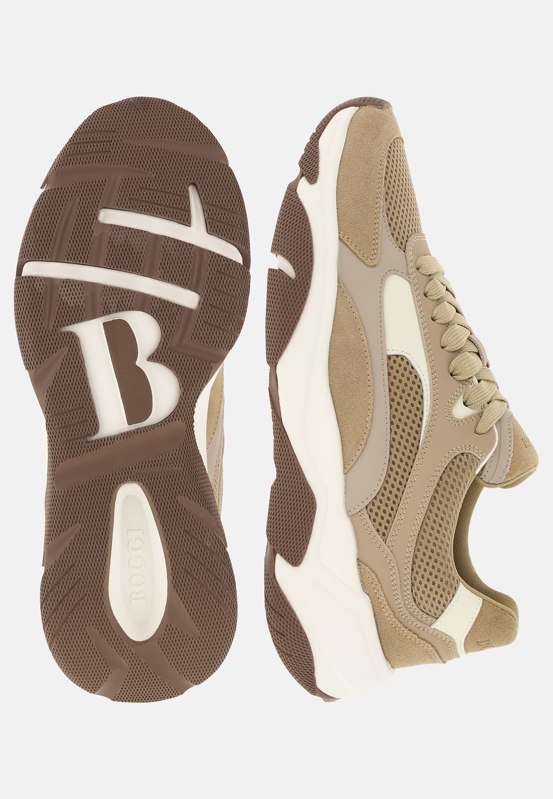 STORM Trainers in Leather and Technical Fabric, CAML, hi-res, 4