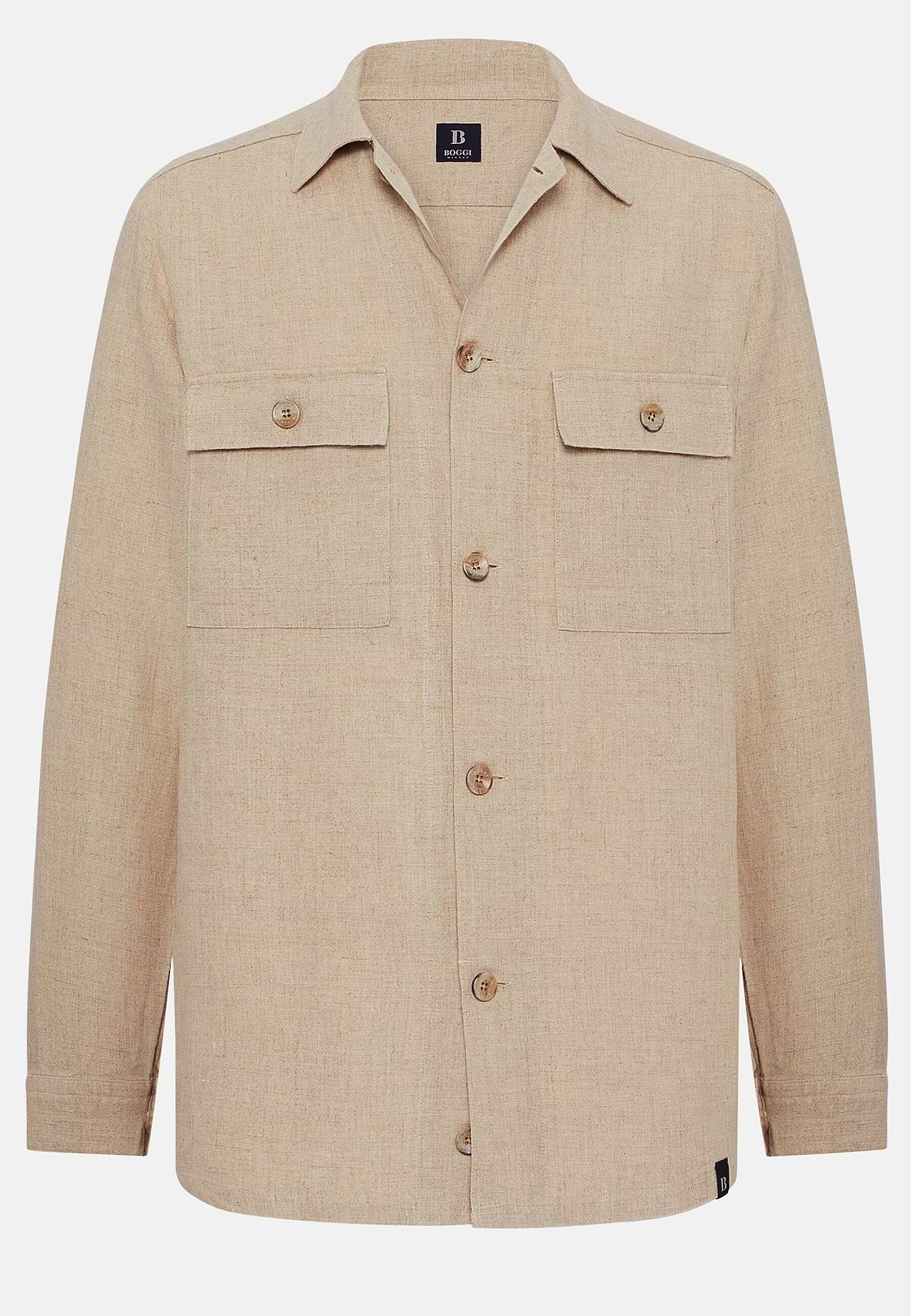 Sand Linen Camp Overshirt, Sand, hi-res