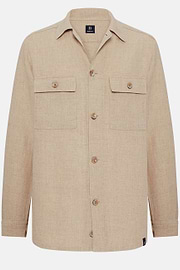 Sand Linen Camp Overshirt, Sand, hi-res