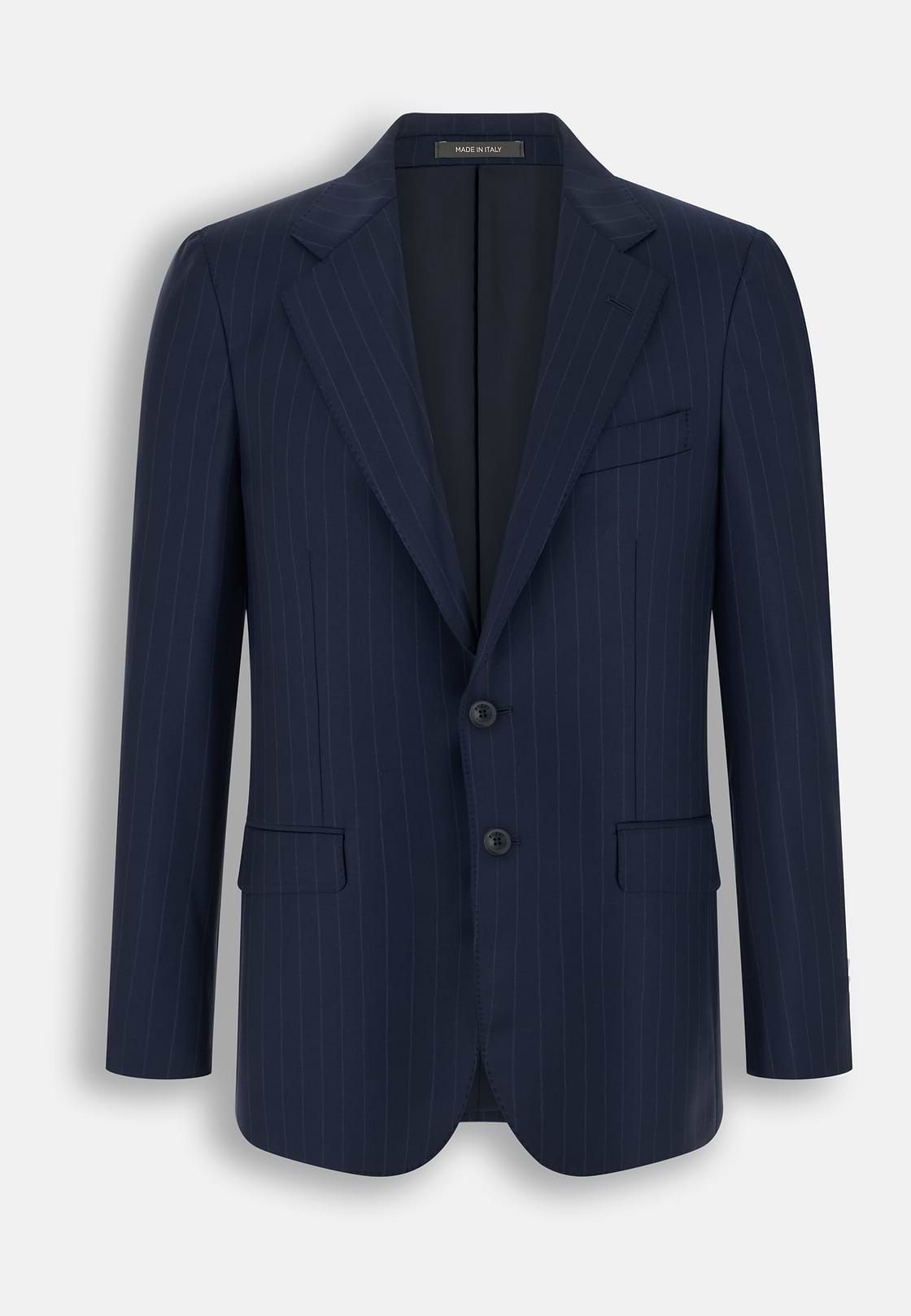 Suit Pinstripe in S130 Wool, Blue, hi-res, 7