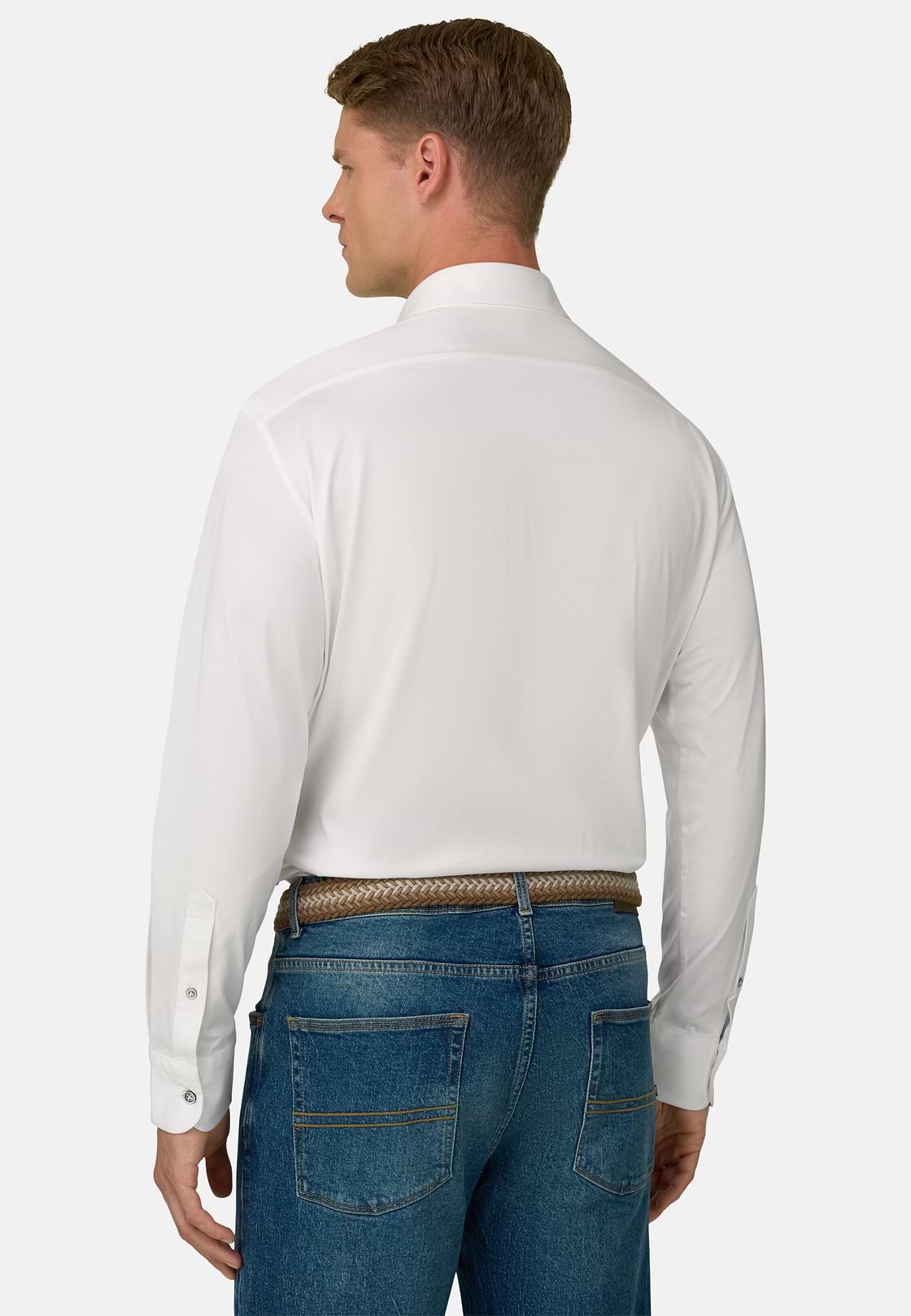 Polo Shirt in Cotton and Silk Regular Fit, White, hi-res, 6