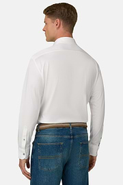 Polo Shirt in Cotton and Silk Regular Fit, White, thumb, 6