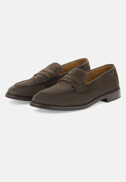 Suede Loafers, Brown, hi-res