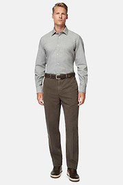 Camicia In Velluto Di Cotone Regular Fit, Grigio, hi-res