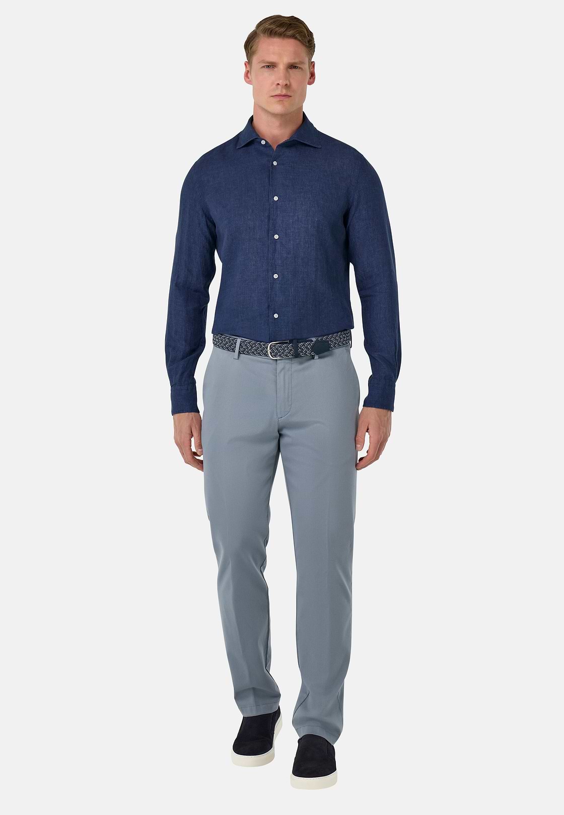 Regular Fit Linen Shirt, Navy blue, hi-res