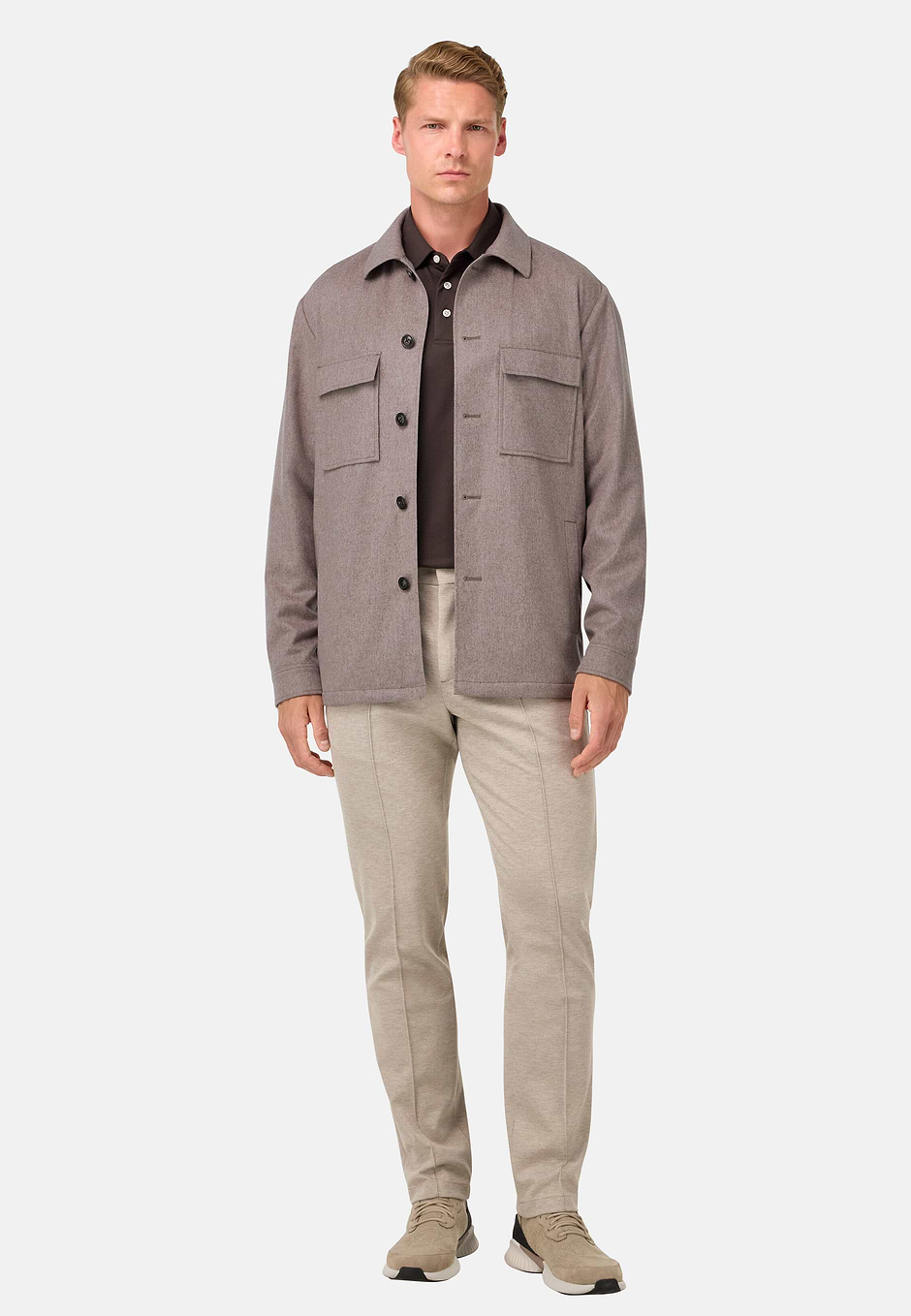 Cashmere Link Shirt Jacket, Taupe, hi-res