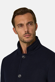 Caban Gewatteerd in Gemengd Wol Gemêleerd, Navy blue, thumb, 5