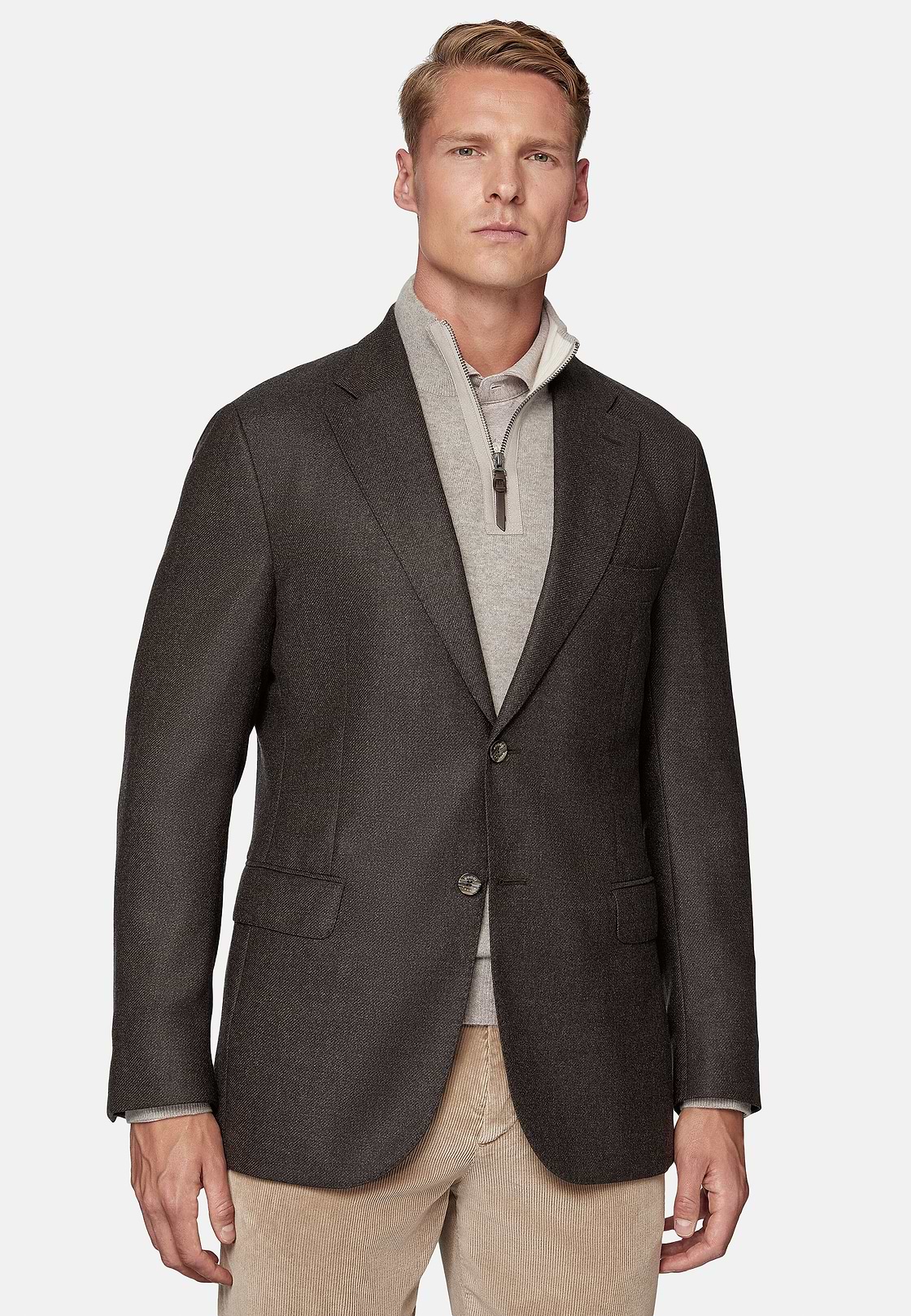 Brown Jacket In Pure Wool, Brown, hi-res