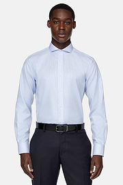 Chemise À Carreaux En Sergé de Coton Regular Fit, Bleu clair, hi-res