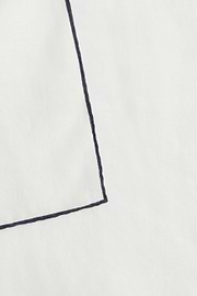 Linen Pocket Square With Contrasting Piping, White - Blue, hi-res