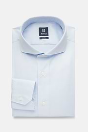 Camicia Azzurra In Pin Point Di Cotone Slim Fit, , thumb, 1