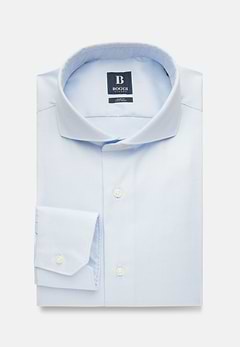 Camicia Azzurra In Pin Point Di Cotone Slim Fit