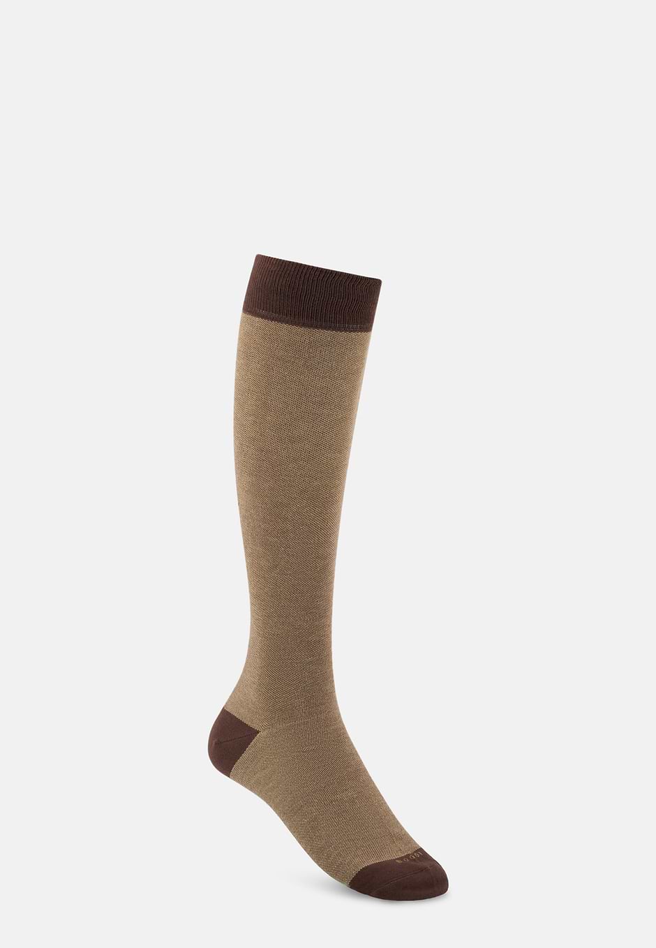 Lange Socken Oxford-Motiv aus Baumwollmischgewebe, Dunkelbraun, hi-res