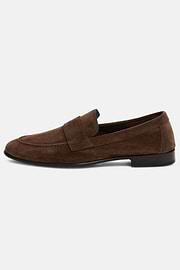 Leather Loafers, Dark brown, hi-res