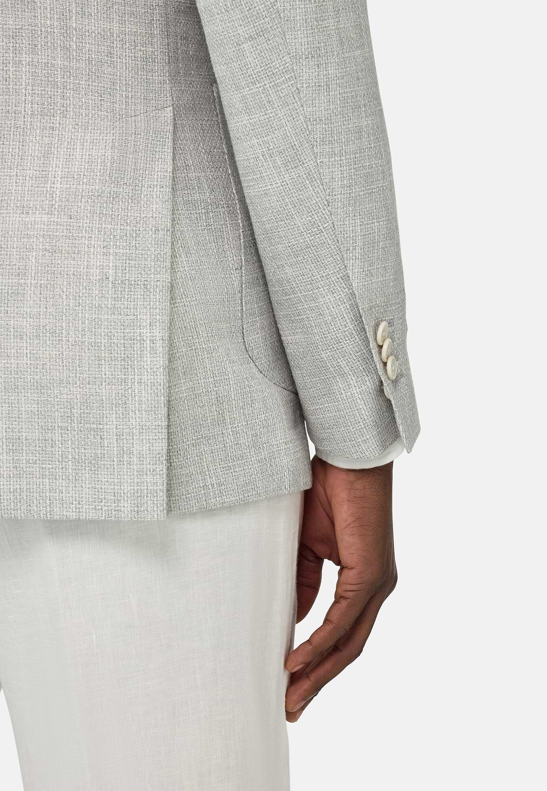 Veste En Lin Coton Laine Et Soie, Light grey, hi-res