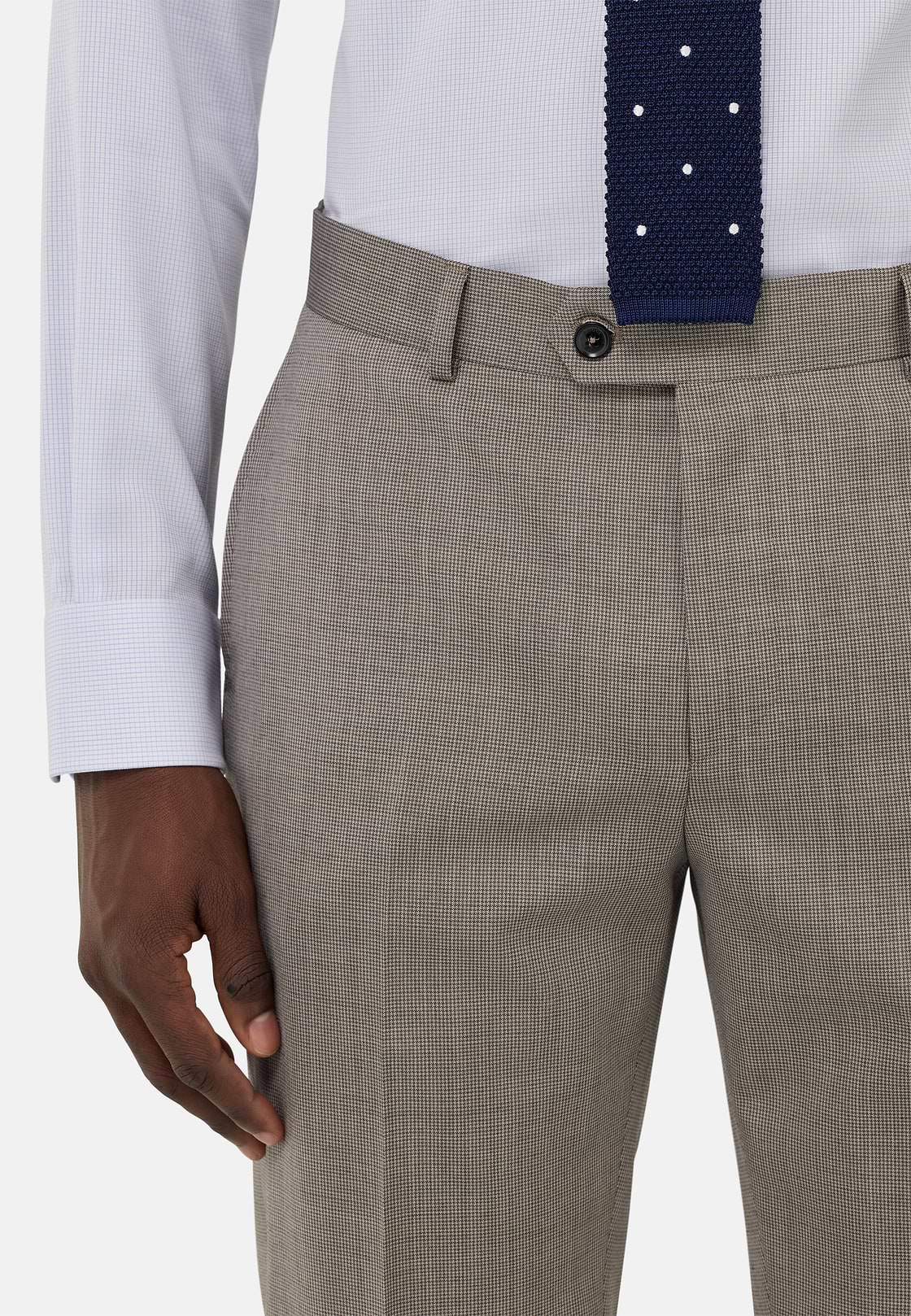 Micro Pattern Suit in Pure Wool, Taupe, hi-res