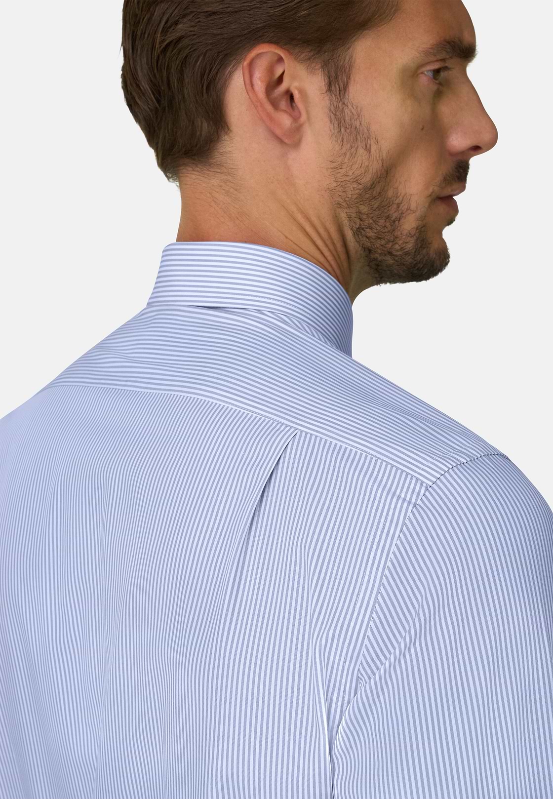 Shirt in Striped Cotton Regular Fit, Light Blue, hi-res, 4