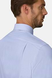 Shirt in Striped Cotton Regular Fit, Light Blue, thumb, 4