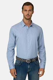 Shirt Striped Poplin Regular Fit, Blue, thumb, 1