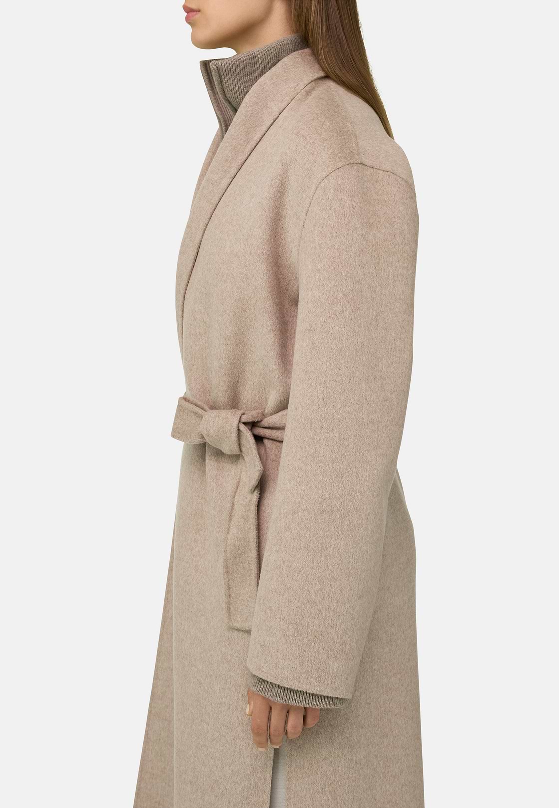 Coat in Wool Cashmere Single-Breasted, Sand, hi-res, 3