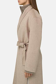Coat in Wool Cashmere Single-Breasted, Sand, thumb, 3