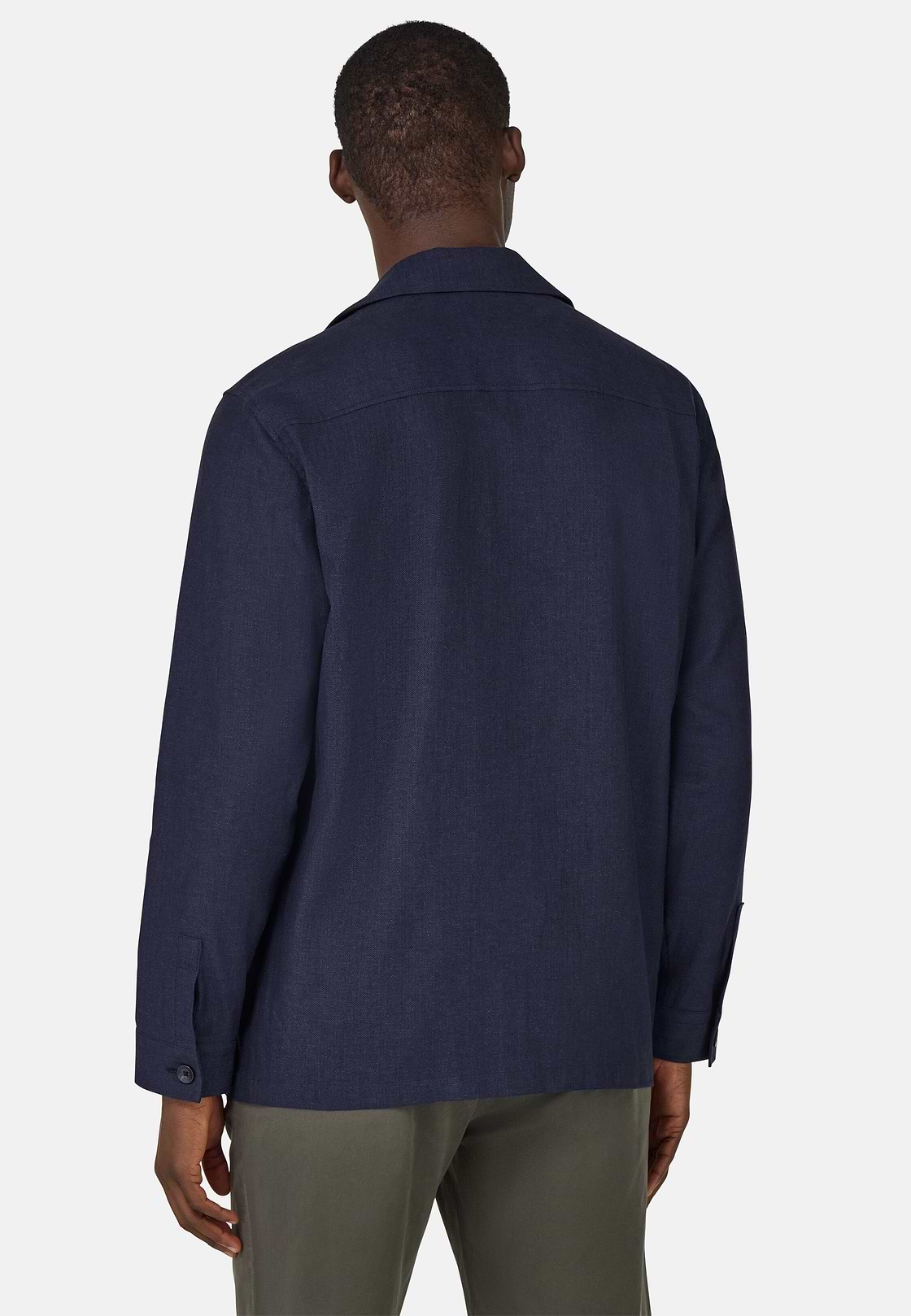 Veste Chemise en Coton et Lin, bleu marine, hi-res