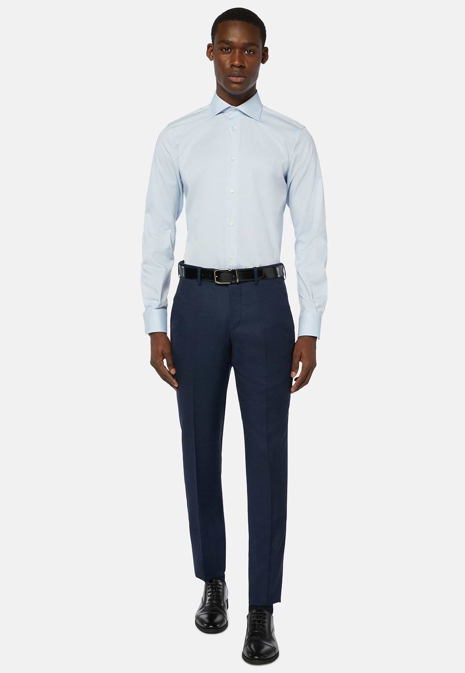 Stretch p.point windsor collar shirt long fit, Light Blu, hi-res