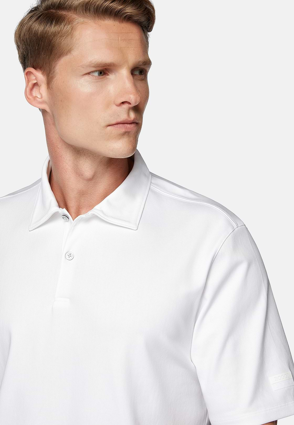 High-Performance Piqué Polo Shirt, White, hi-res