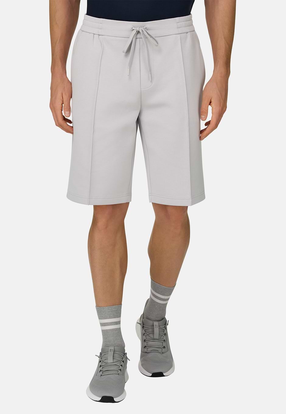 Bermuda Shorts in Lightweight Cotton Blend Scuba, Ice, hi-res