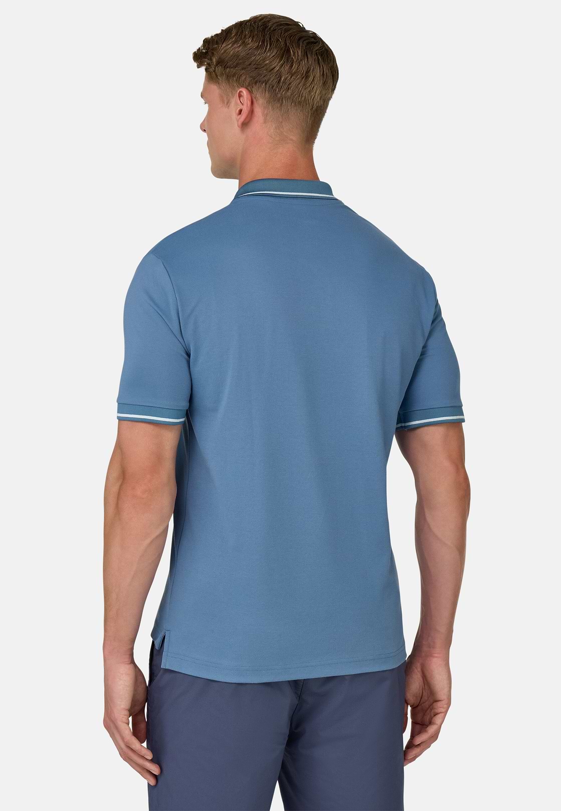 Cotton Blend Piqué Polo Shirt, Air-blue, hi-res