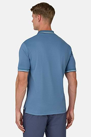 Cotton Blend Piqué Polo Shirt, Air-blue, hi-res