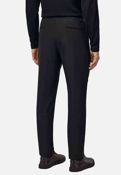 City Trousers in Pure Travel Wool, Black, hi-res