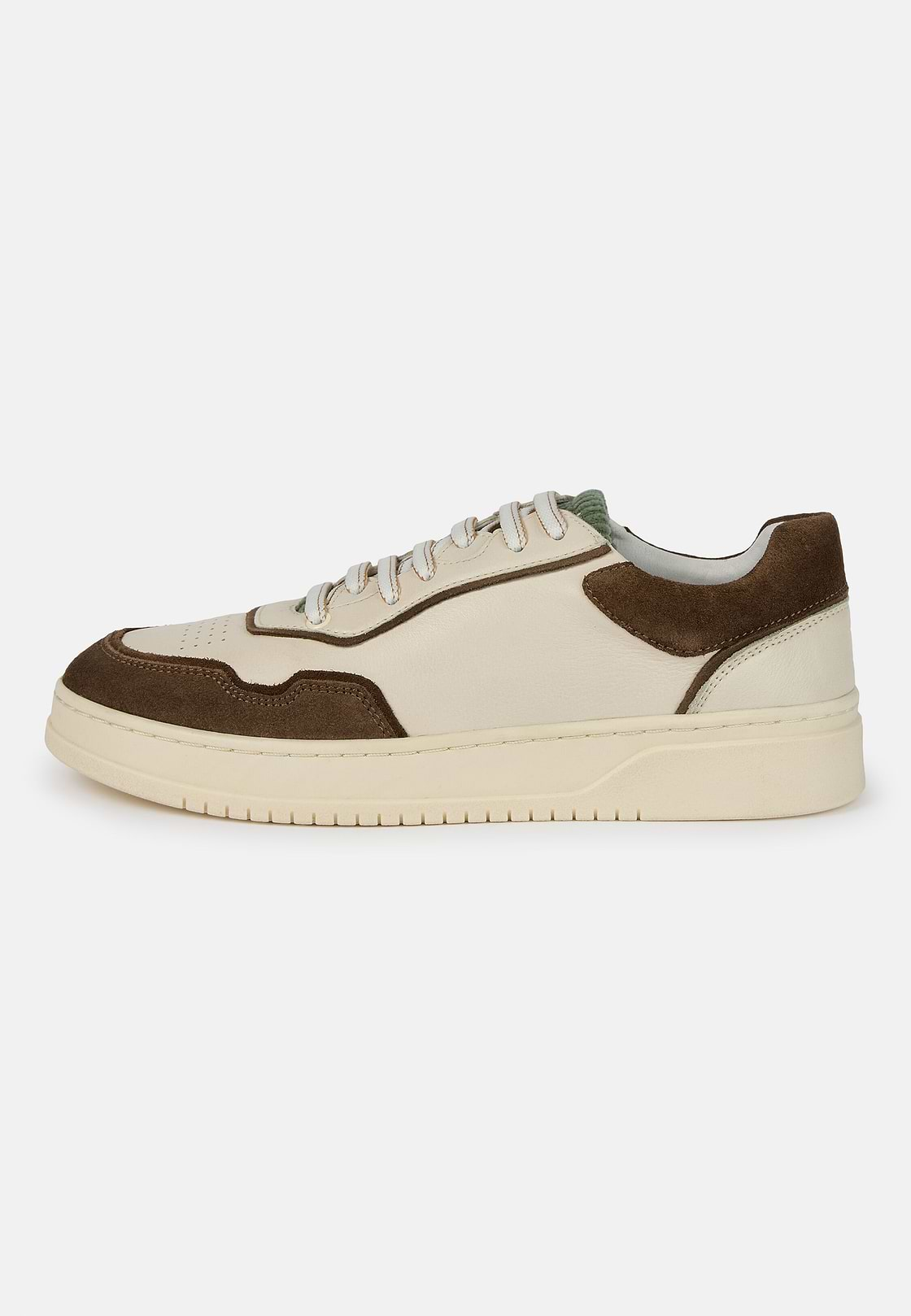 Sneakers aus Leder-Samt-Mix, Taupe, hi-res