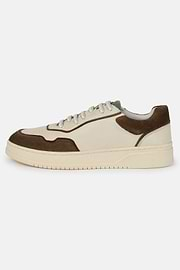 Leather And Velvet Sneakers, Taupe, hi-res