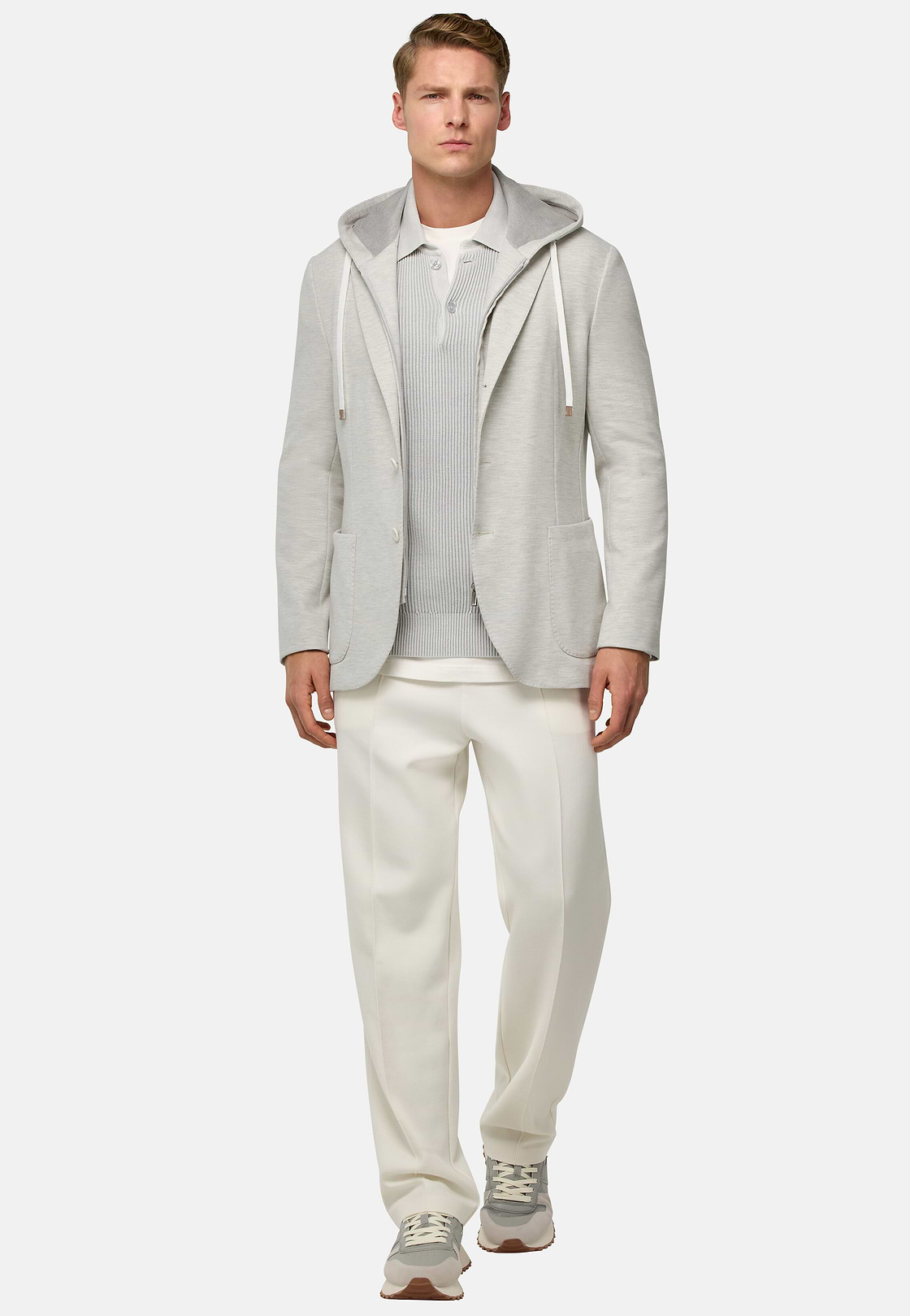 Madison Cotton Blend Sweatshirt Jacket, Light grey, hi-res