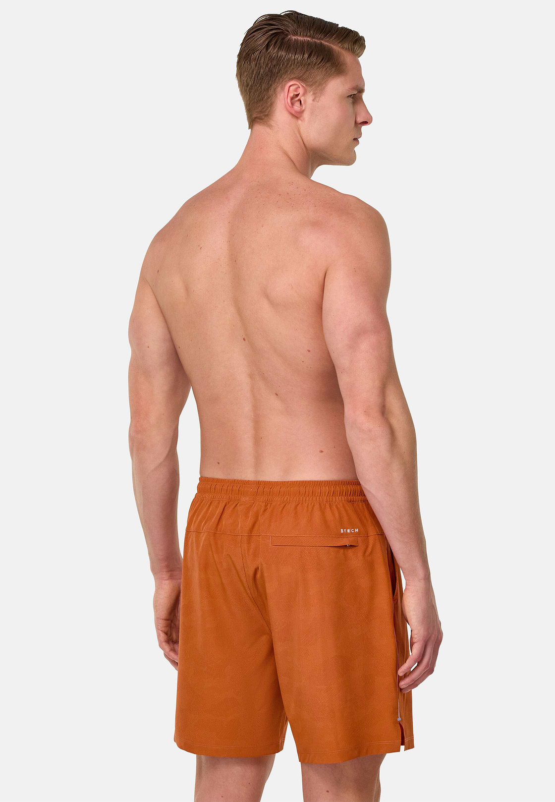Maillot De Bain En Tissu Technique Imprimé, Orange, hi-res