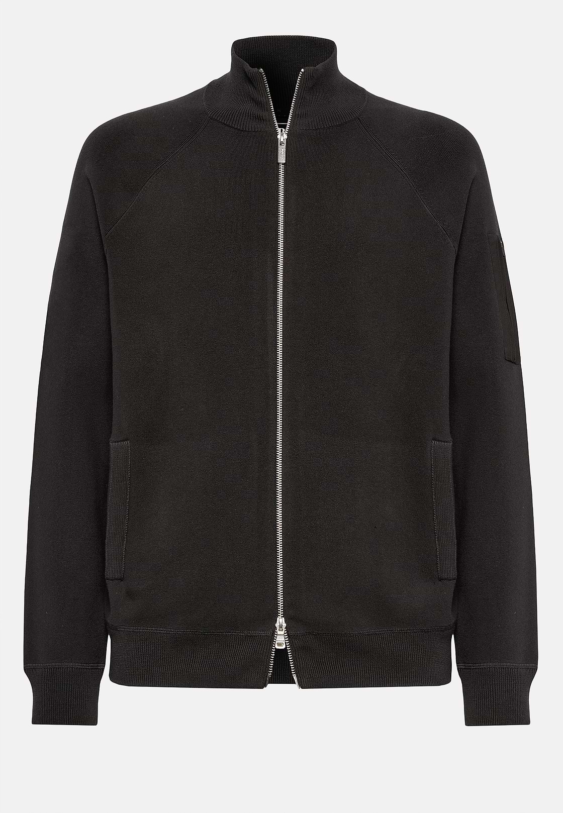 Charcoal Full Zip Sweatshirt in Technical Cotton, Charcoal, hi-res