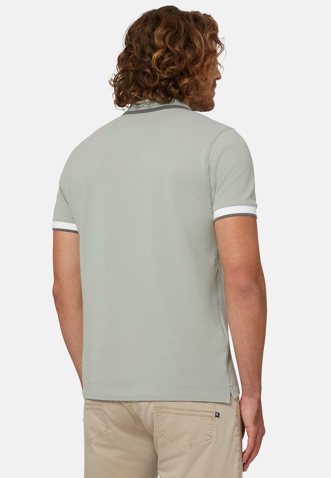 Organic Cotton Blend Piqué Polo Shirt, Green, hi-res