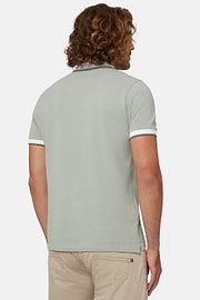 Organic Cotton Blend Piqué Polo Shirt, Green, hi-res