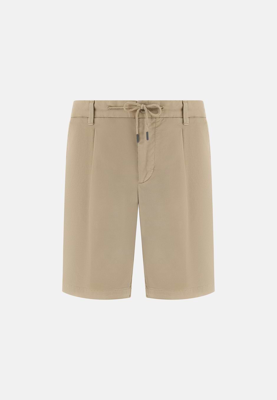 Stretch Cotton Summer Bermuda Shorts, Sand, hi-res