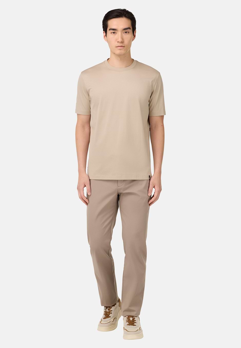Cotton and Silk T-Shirt, Sand, hi-res
