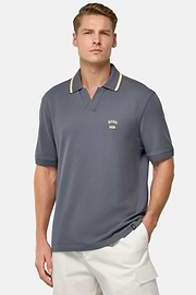 Cotton Piqué Polo Shirt, Charcoal, hi-res