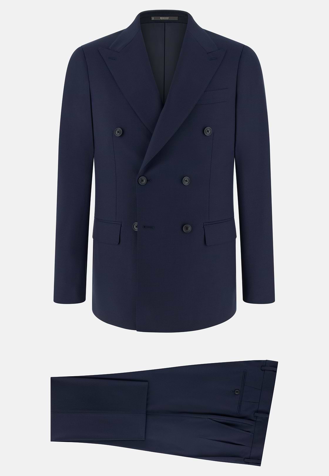 Wool Blend Double Breasted Suit, Navy blue, hi-res, 6