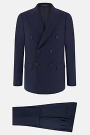 Wool Blend Double Breasted Suit, Navy blue, thumb, 6