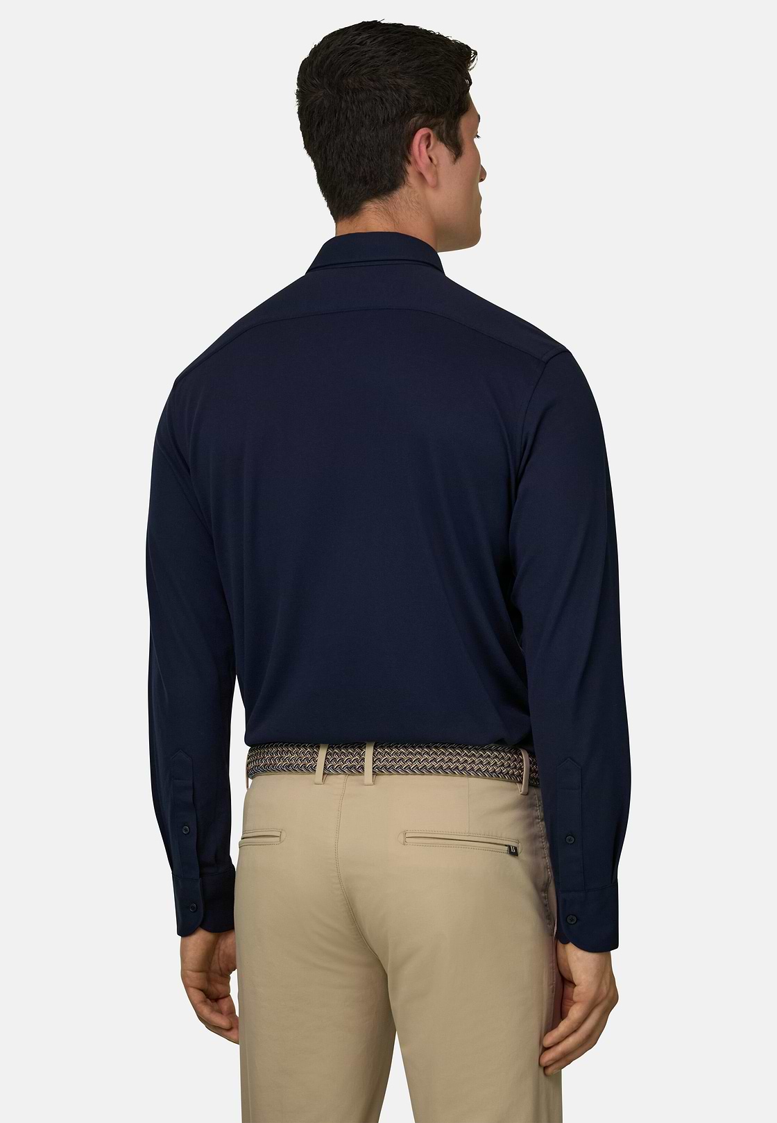 Regular Fit Cotton Jersey Polo Shirt, Navy blue, hi-res, 3