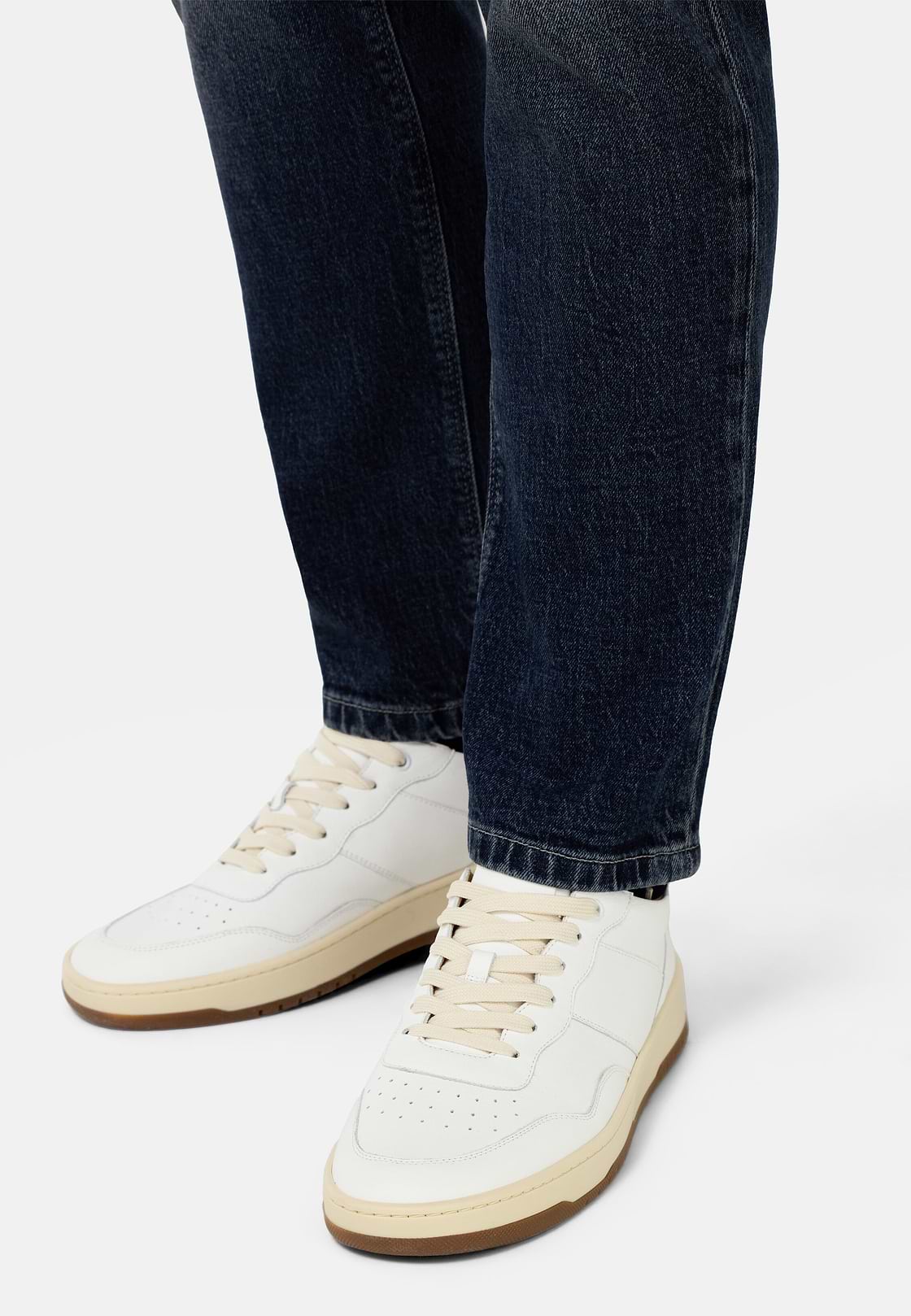 Tumbled Leather Trainers., White, hi-res