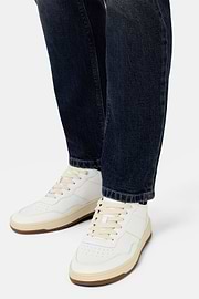 Tumbled Leather Trainers., White, hi-res